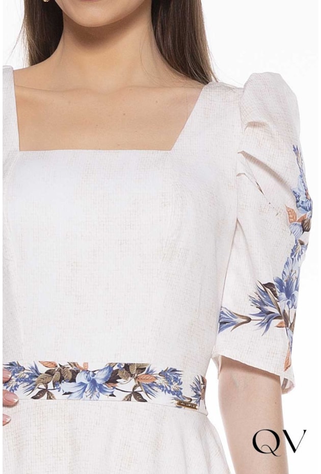 VESTIDO EVASÊ ASSIMÉTRICO MANGAS BUFANTES ESTAMPADO - TITANIUM JEANS VESTIDO EVASÊ ASSIMÉTRICO MANGAS BUFANTES ESTAMPADO - TITANIUM JEANS