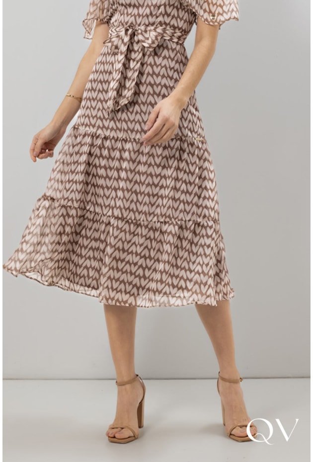 VESTIDO EVASÊ EM CHIFFON ESTAMPADO - LAURA ROSA