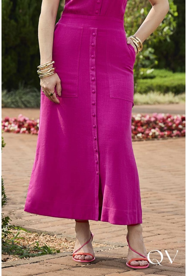 VESTIDO EVASÊ EM LINHO PINK - JANY PIM VESTIDO EVASÊ EM LINHO PINK - JANY PIM