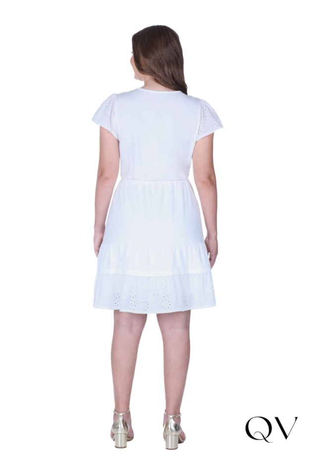 VESTIDO EVASÊ EM MALHA DE ALGODÃO OFF WHITE - HAPUK