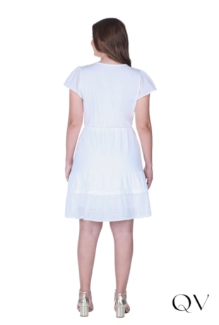 VESTIDO EVASÊ EM MALHA DE ALGODÃO OFF WHITE - HAPUK