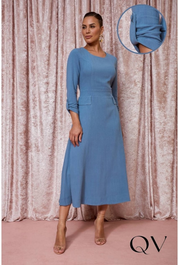 VESTIDO EVASÊ EM VANCOUVER AZUL - JANY PIM