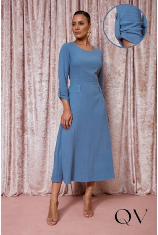 VESTIDO EVASÊ EM VANCOUVER AZUL - JANY PIM