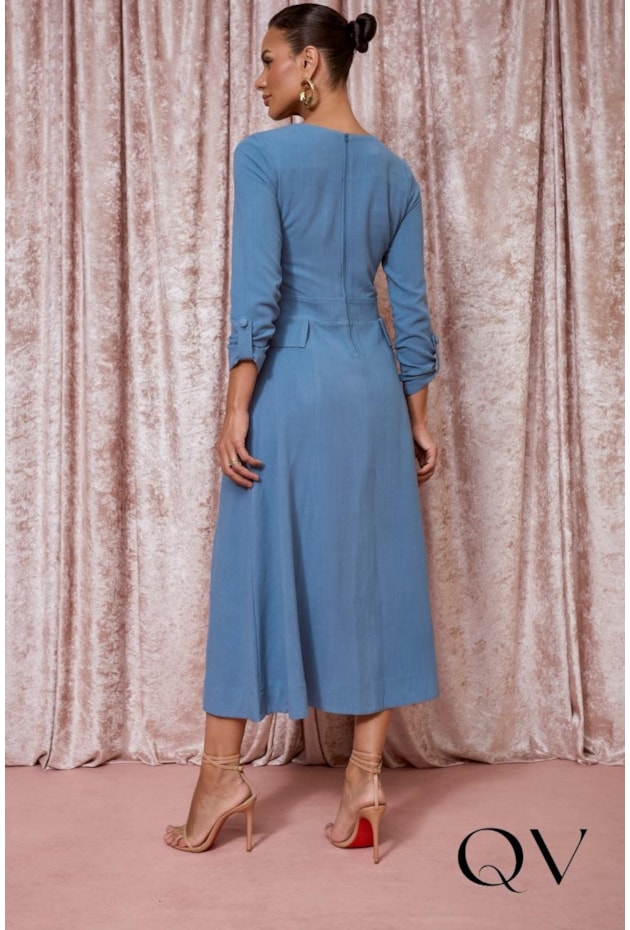 VESTIDO EVASÊ EM VANCOUVER AZUL - JANY PIM