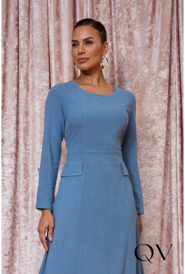 VESTIDO EVASÊ EM VANCOUVER AZUL - JANY PIM