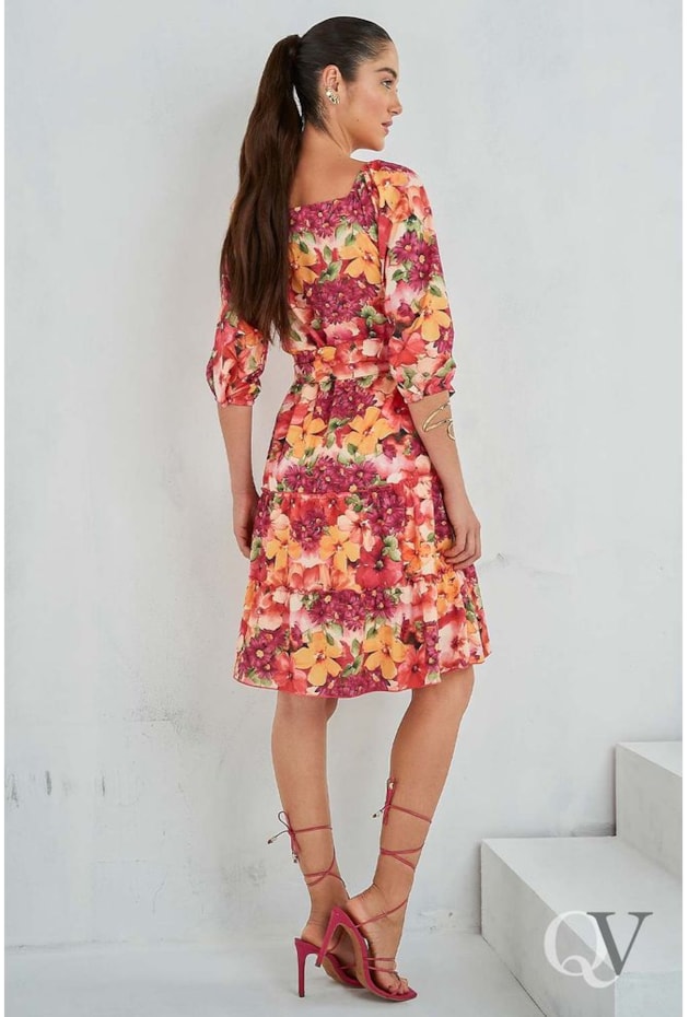 VESTIDO EVASÊ FLORAL ROSA - JANY PIM VESTIDO EVASÊ FLORAL ROSA - JANY PIM