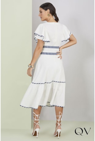 VESTIDO EVASÊ LINHO SUSTENTÁVEL BRANCO - TITANIUM JEANS