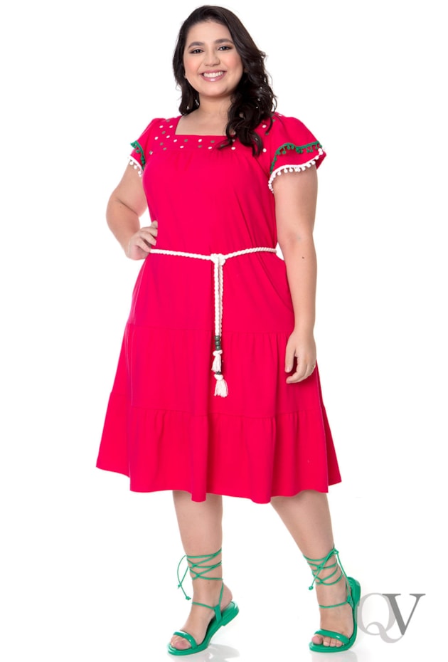 VESTIDO EVASÊ POMPOM PINK - HAPUK VESTIDO EVASÊ POMPOM PINK - HAPUK