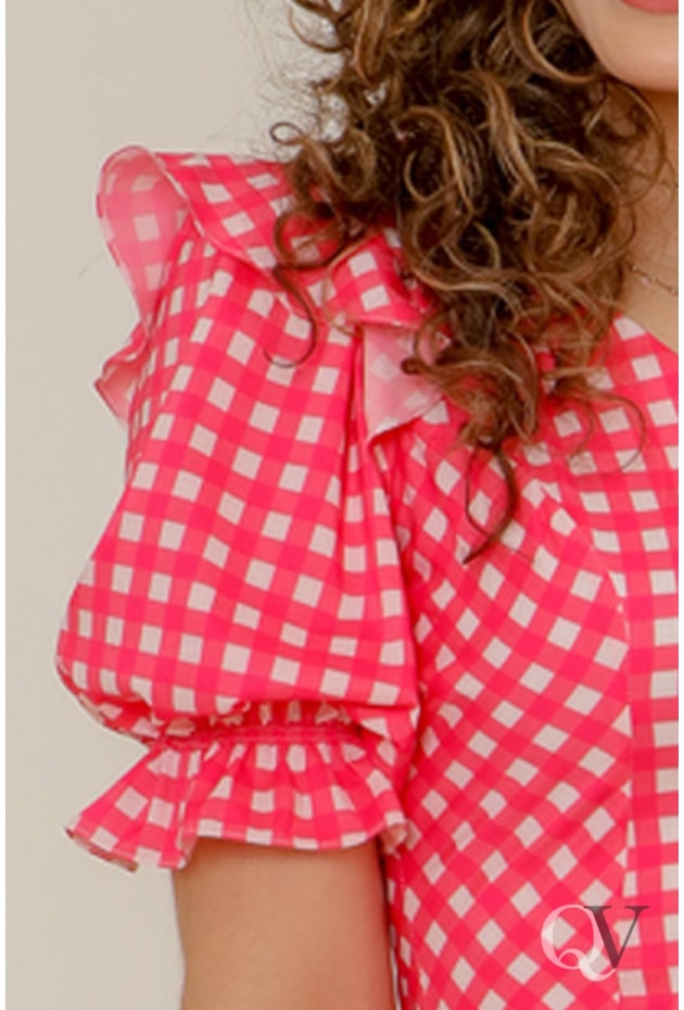 VESTIDO EVASÊ SEDINHA DEC V MANGA BUFANTE PINK - PURO SHARMY VESTIDO EVASÊ SEDINHA DEC V MANGA BUFANTE PINK - PURO SHARMY