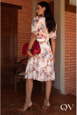 VESTIDO FLORAL EM TOQUE DE SEDA E TULE - JANY PIM