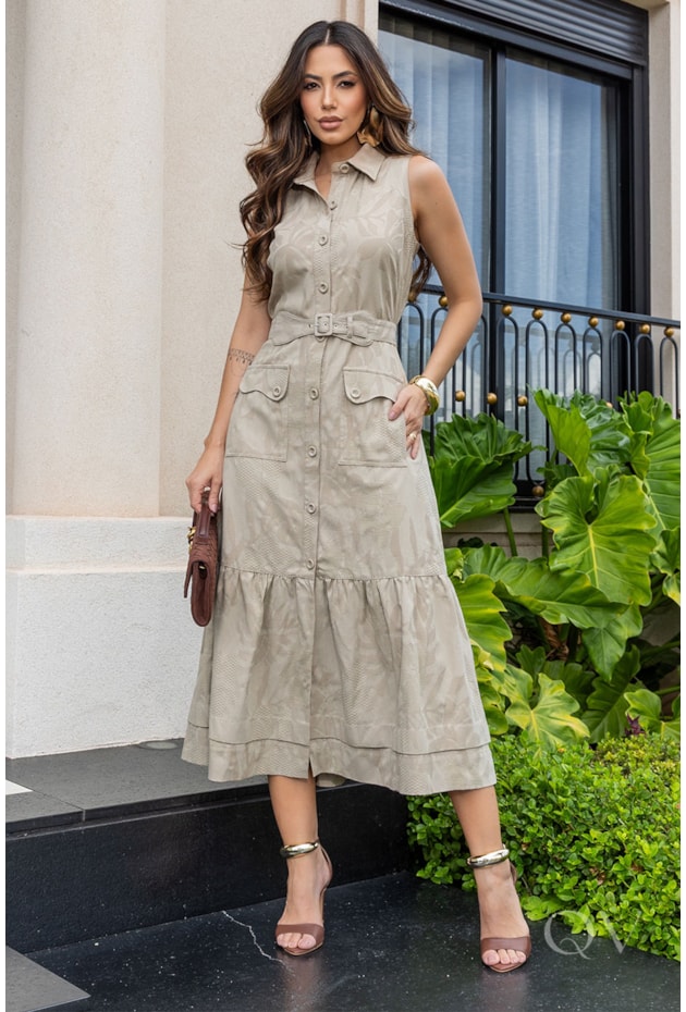 VESTIDO GODÊ CHEMISE EM ALFAIATARIA FENDI - LUZIA FAZZOLLI