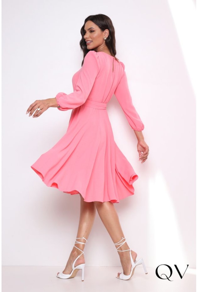 VESTIDO GODÊ COM FAIXA ROSA - LEKAZIS VESTIDO GODÊ COM FAIXA ROSA - LEKAZIS
