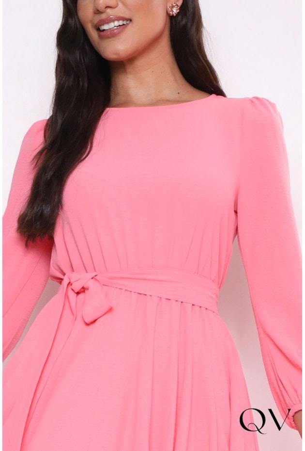 VESTIDO GODÊ COM FAIXA ROSA - LEKAZIS VESTIDO GODÊ COM FAIXA ROSA - LEKAZIS