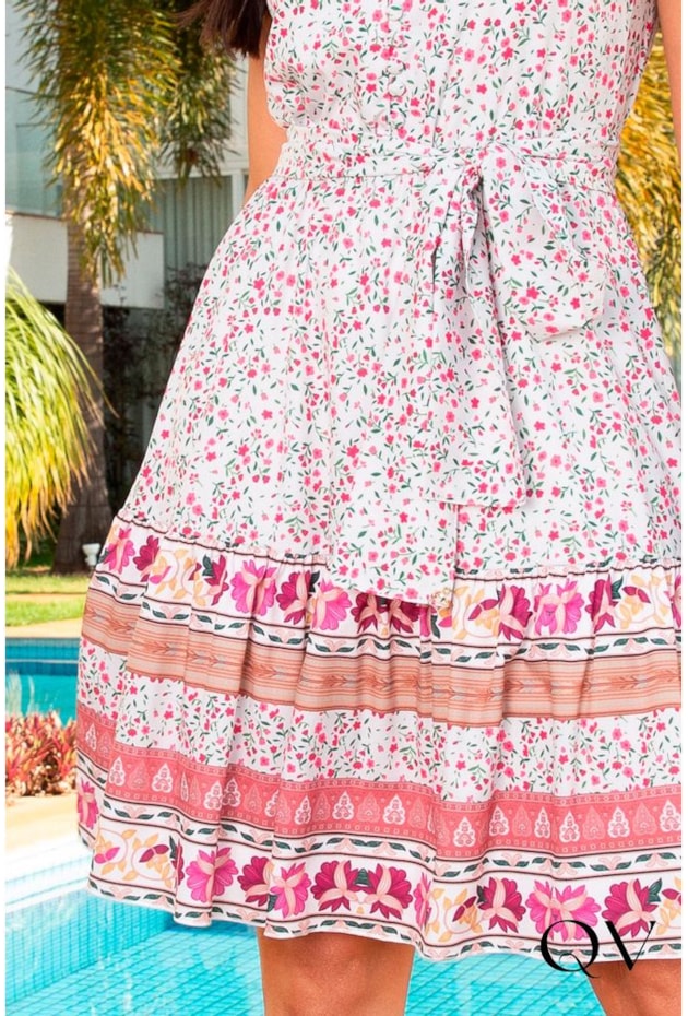 VESTIDO GODÊ COM MIX DE ESTAMPAS - JANY PIM VESTIDO GODÊ COM MIX DE ESTAMPAS - JANY PIM