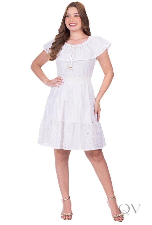 VESTIDO GODÊ CURTO EM MALHA DE VISCOSE E LAISE BRANCO - HAPUK