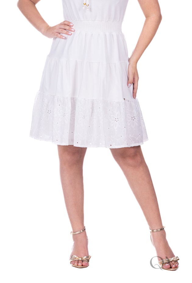 VESTIDO GODÊ CURTO EM MALHA DE VISCOSE E LAISE BRANCO - HAPUK