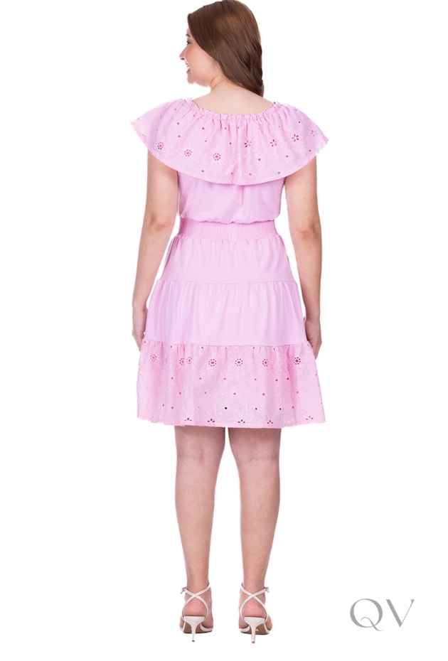 VESTIDO GODÊ CURTO EM MALHA DE VISCOSE E LAISE ROSA - HAPUK