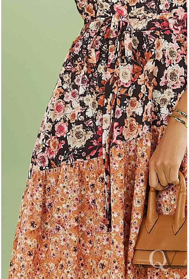 VESTIDO GODÊ DECOTE TRANSPASSADO ESTAMPADO - JANY PIM VESTIDO GODÊ DECOTE TRANSPASSADO ESTAMPADO - JANY PIM