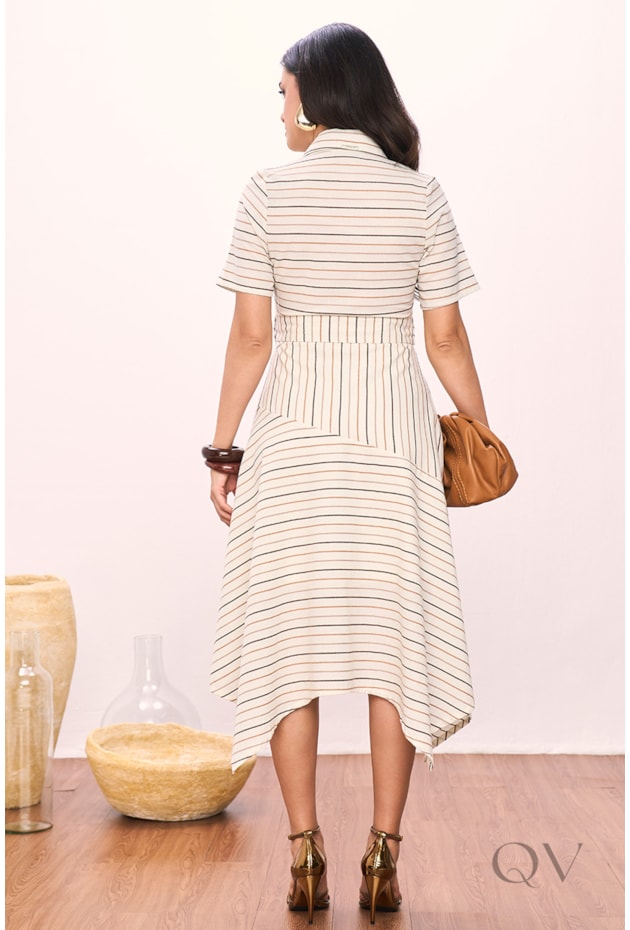 VESTIDO GODÊ EM ALGODÃO LISTRADO - TITANIUM JEANS