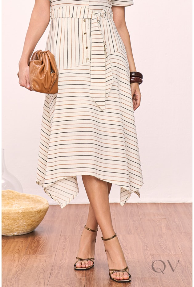 VESTIDO GODÊ EM ALGODÃO LISTRADO - TITANIUM JEANS