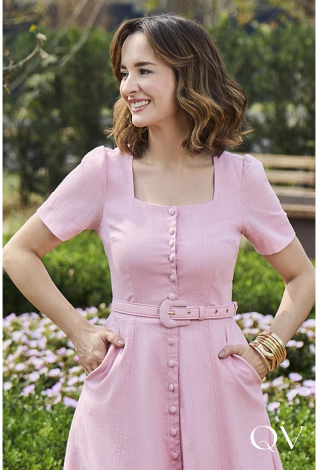 VESTIDO GODÊ EM LINHO ROSA - JANY PIM