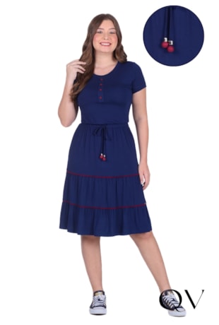 VESTIDO GODÊ EM MALHA AZUL MARINHO - HAPUK