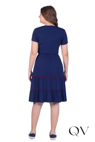 VESTIDO GODÊ EM MALHA AZUL MARINHO - HAPUK