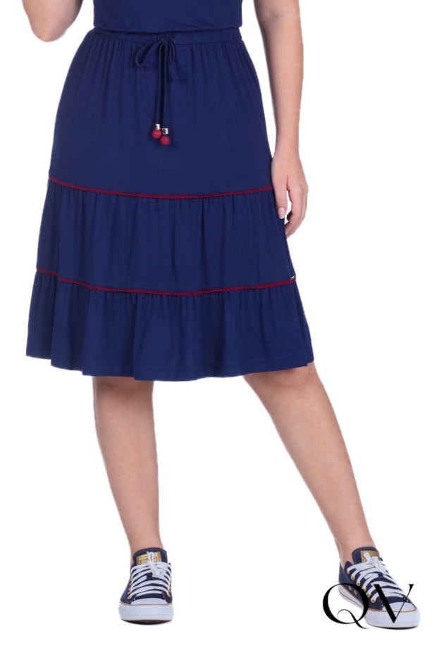 VESTIDO GODÊ EM MALHA AZUL MARINHO - HAPUK