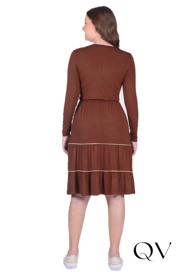 VESTIDO GODÊ EM MALHA MARROM - HAPUK