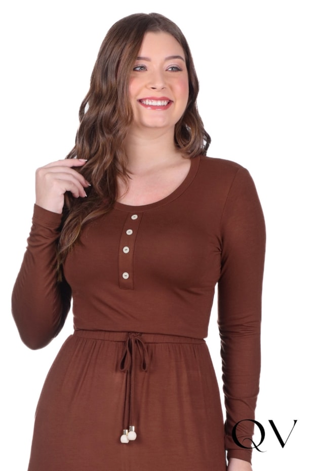VESTIDO GODÊ EM MALHA MARROM - HAPUK