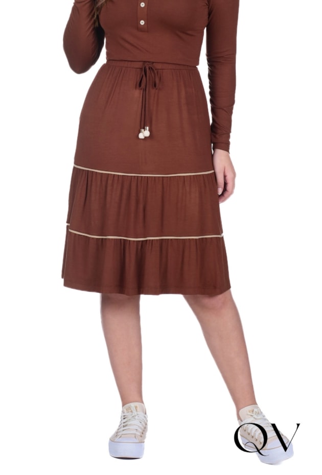VESTIDO GODÊ EM MALHA MARROM - HAPUK