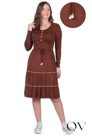 VESTIDO GODÊ EM MALHA MARROM - HAPUK