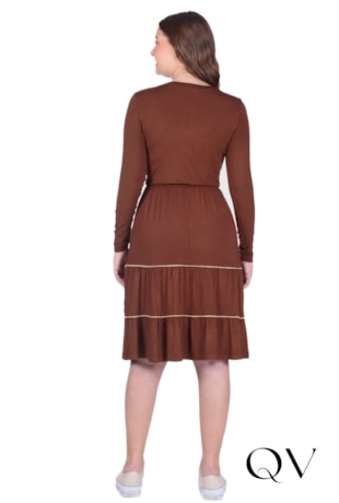 VESTIDO GODÊ EM MALHA MARROM - HAPUK