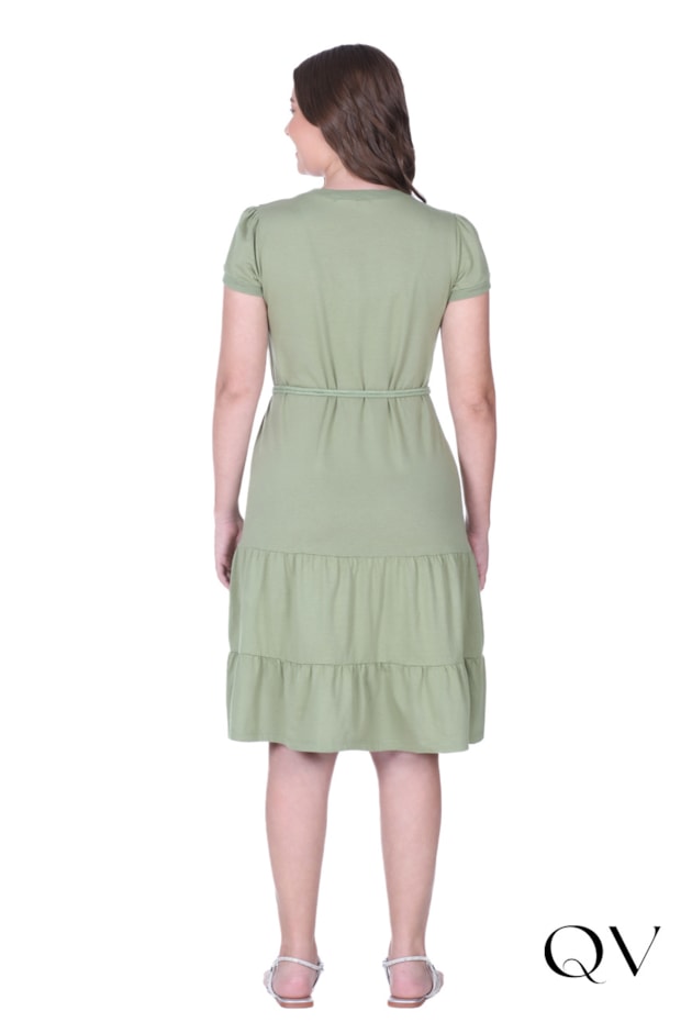 VESTIDO GODÊ EM MALHA TEXTURIZADA E RIBANA VERDE - HAPUK VESTIDO GODÊ EM MALHA TEXTURIZADA E RIBANA VERDE - HAPUK