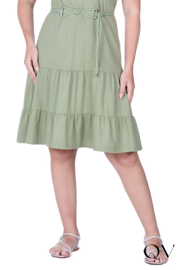 VESTIDO GODÊ EM MALHA TEXTURIZADA E RIBANA VERDE - HAPUK VESTIDO GODÊ EM MALHA TEXTURIZADA E RIBANA VERDE - HAPUK