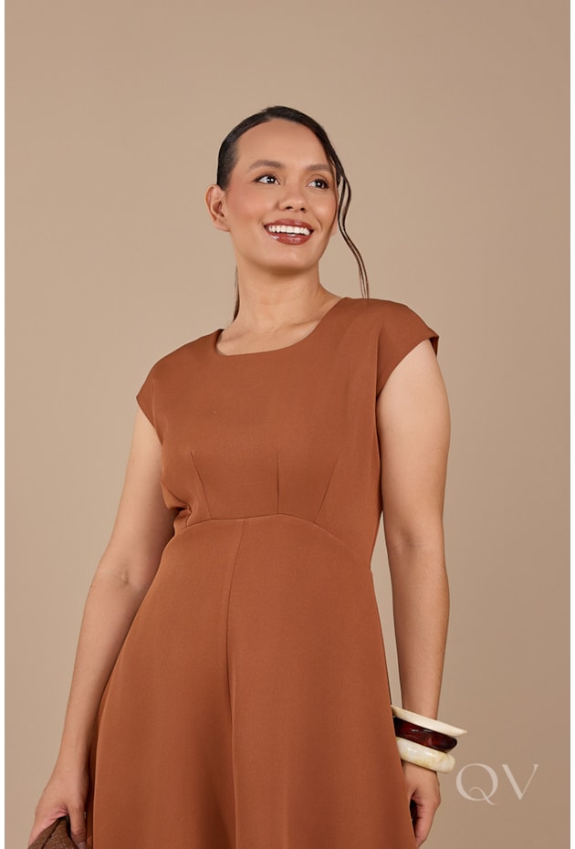 VESTIDO GODÊ EM MARTINI SPANDEX MARROM - JANY PIM