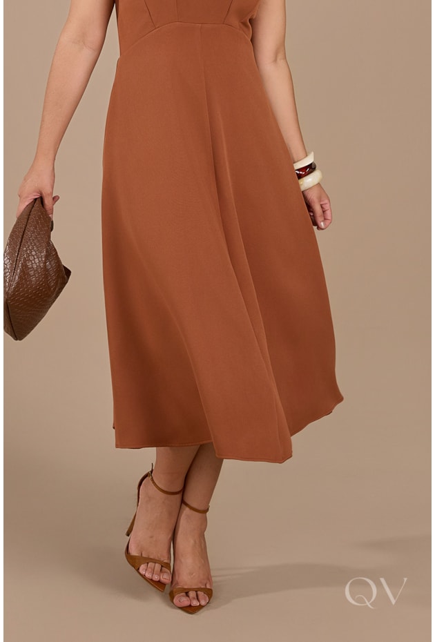VESTIDO GODÊ EM MARTINI SPANDEX MARROM - JANY PIM