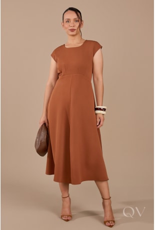 VESTIDO GODÊ EM MARTINI SPANDEX MARROM - JANY PIM