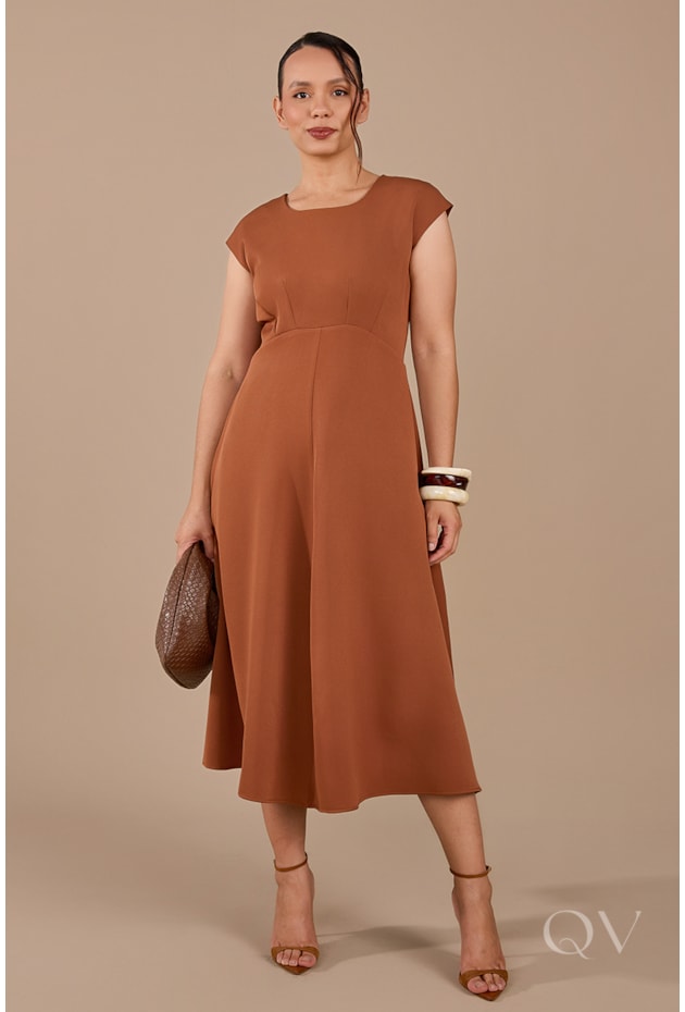 VESTIDO GODÊ EM MARTINI SPANDEX MARROM - JANY PIM