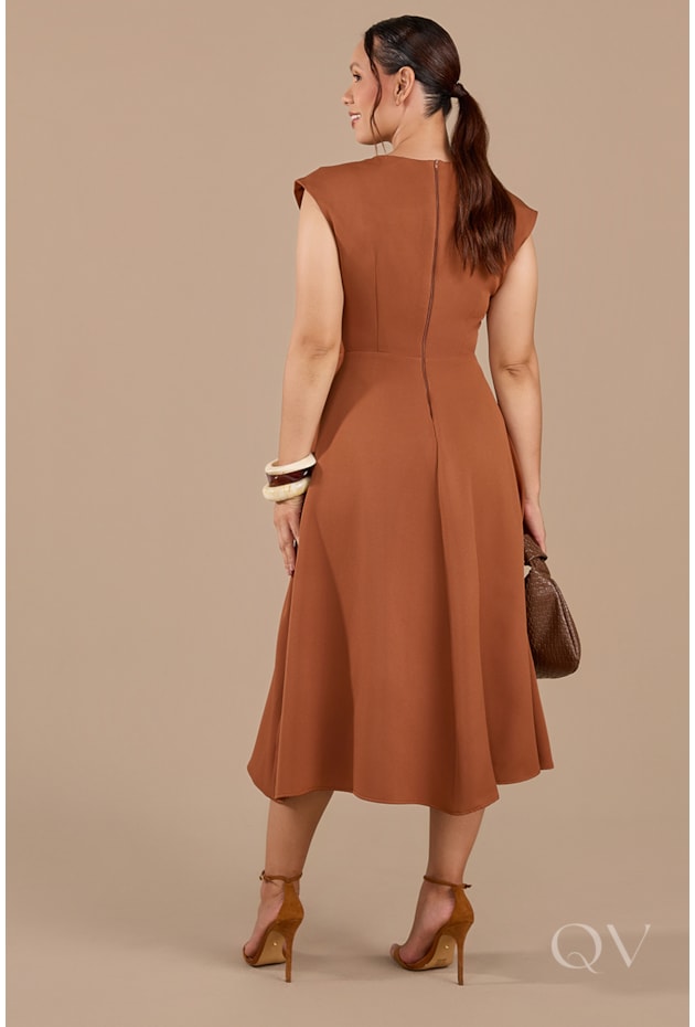 VESTIDO GODÊ EM MARTINI SPANDEX MARROM - JANY PIM