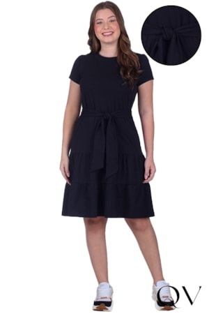 VESTIDO GODÊ EM MOLETINHO FINO PRETO - HAPUK