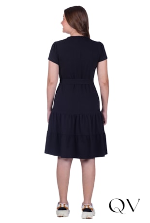 VESTIDO GODÊ EM MOLETINHO FINO PRETO - HAPUK