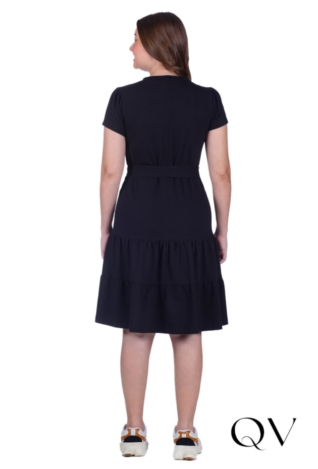 VESTIDO GODÊ EM MOLETINHO FINO PRETO - HAPUK