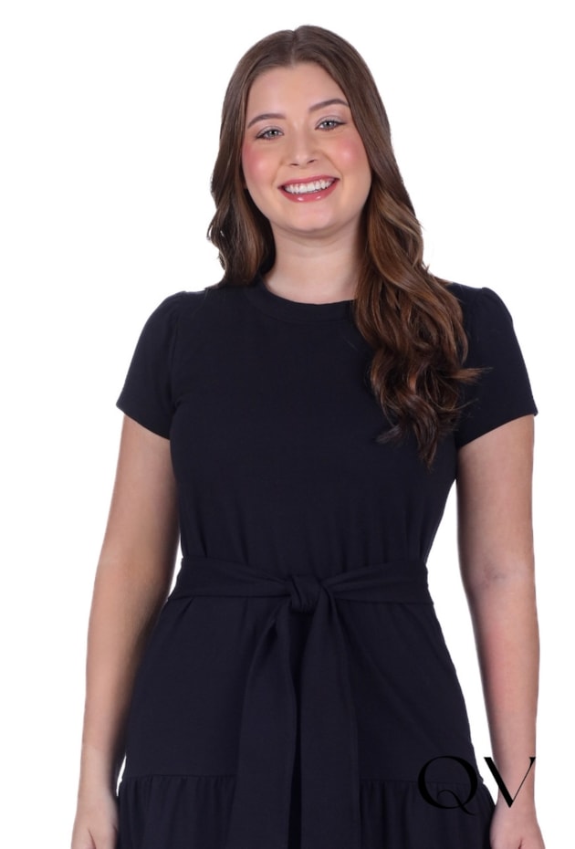 VESTIDO GODÊ EM MOLETINHO FINO PRETO - HAPUK