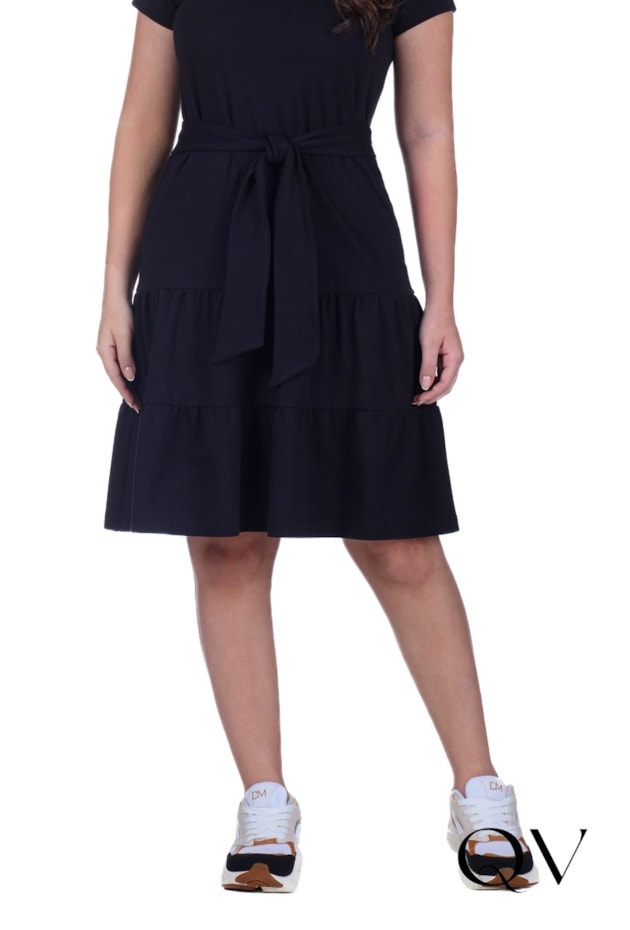 VESTIDO GODÊ EM MOLETINHO FINO PRETO - HAPUK