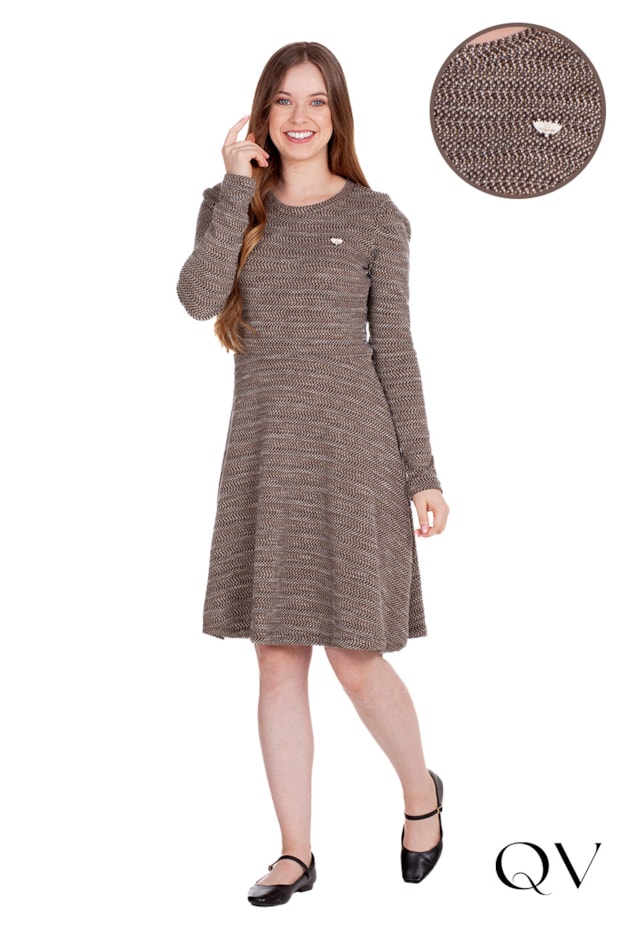 VESTIDO GODÊ EM MOLETOM TRICÔ MOSTARDA - HAPUK