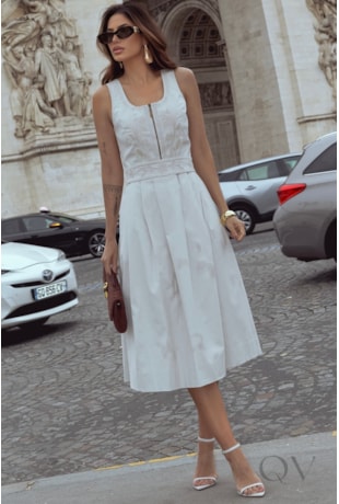 VESTIDO GODÊ EM SARJA BEGE - LUZIA FAZZOLLI