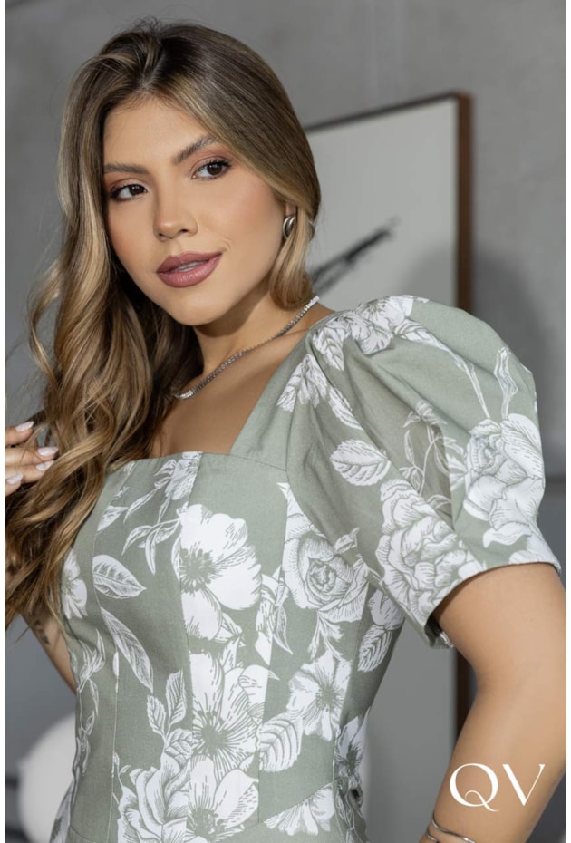 VESTIDO GODÊ EM SARJA ESTAMPADO - LUZIA FAZZOLLI