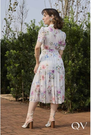 VESTIDO GODÊ EM TOQUE DE SEDA FLORAL - JANY PIM