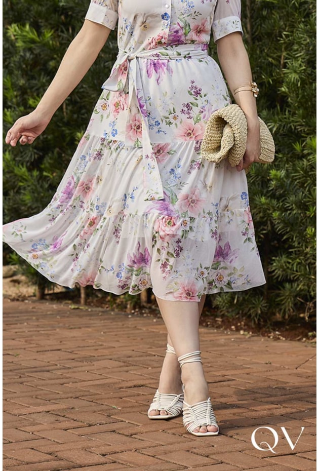 VESTIDO GODÊ EM TOQUE DE SEDA FLORAL - JANY PIM